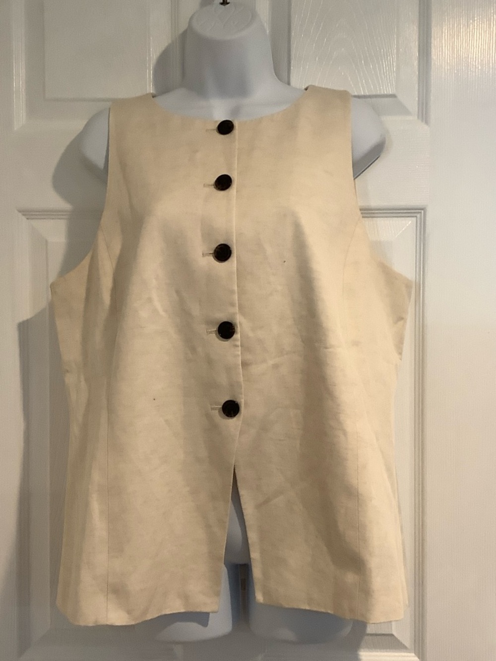 NWOT MADEWELL Womens Cream Neutral Linen Blend Minimalist Coastal Grandma Top 14